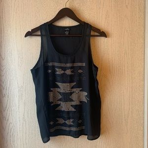 Rue 21 sheer black tank top with beading